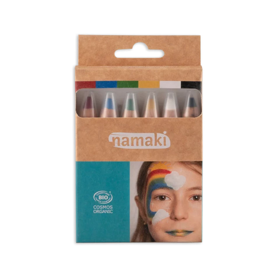 【namaki（ナマキ）】<br>フェイスペイント ペンシル 6色セット（レインボウ）